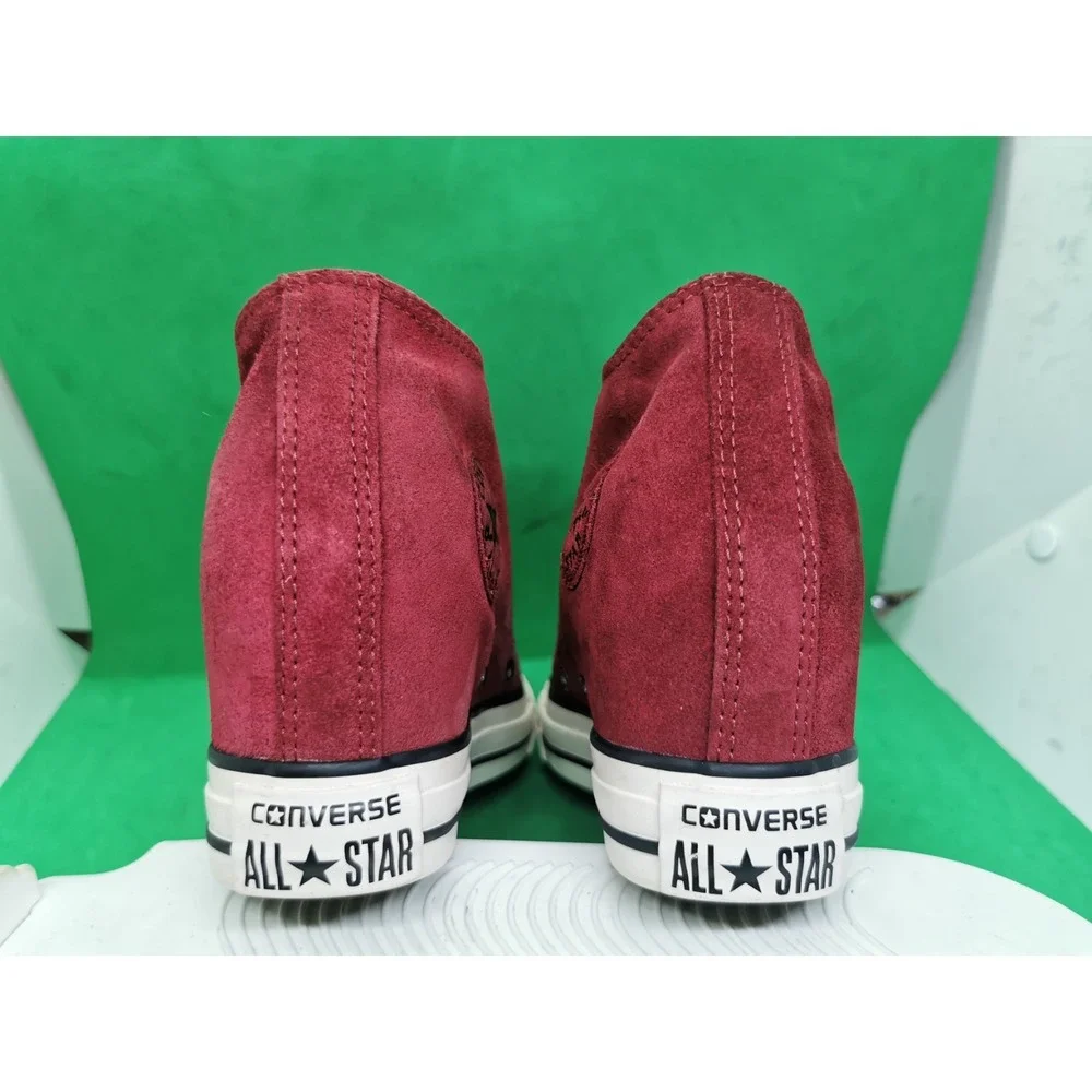 Converse Chuck Taylor Dahlia Lux Burgundy Suede Hidden Wedge Heel Sneaker Size 6